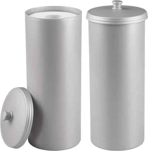 Vista 20 de iDesign Soporte Independiente para Papel Higiénico de Baño con Tapa para 3 Rollos Extra, Plata Con tapa, para 3 rollos adicionales