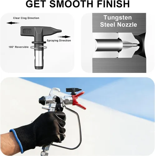 Vista 5 de AEROPRO Tools - Pulverizador de pintura sin aire para pintura de casa, alta presión de 3000 PSI, sin adelgazamiento, con juegos de puntas