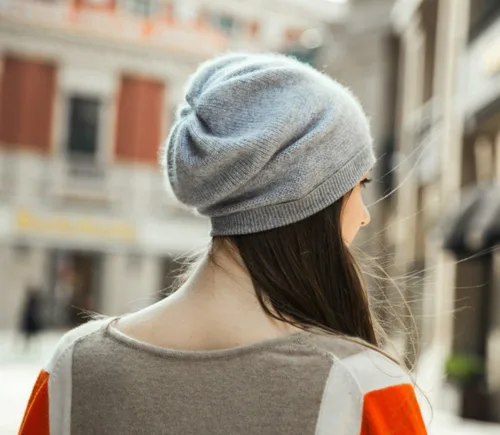 Vista 22 de WaySoft Gorro de cachemira 100% para mujer en una caja de regalo, gorro de gran tamaño para mujer