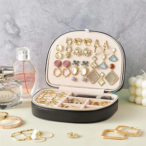 Vista 5 de Travel Jewelry Box,Small Jewelry Box,Seashell-Shaped Jewelry Box, Jewelry Organizer Box for Women, Jewelry Storage Box for Rings, Earrings