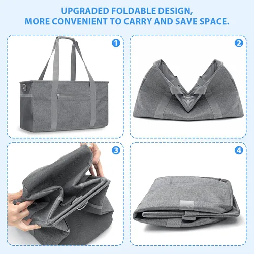 Vista 6 de GARPROVM Bolsa Tote Extra Grande para Comestibles, Bolsas de Compras Reutilizables de 42L, Bolsa de Compras Plegable Bolsa de Playa Cesta de Compras