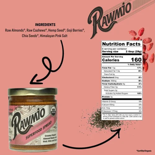 Vista 3 de Rawmio Crema crujiente de avellana orgánica, 6 onzas, paquete de 2, 6 porciones por frasco, crudo, orgánico, vegano, sin gluten