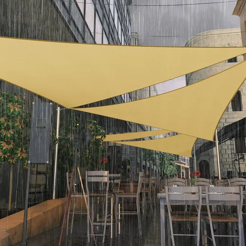Vista 7 de Amgo Toldo Vela Triangular Beige de 4' x 4' x 4' Tamaño Personalizado Impermeable Protector Solar Pedido para Hacer UPF50+ AMTADT16 Toldo Parasol