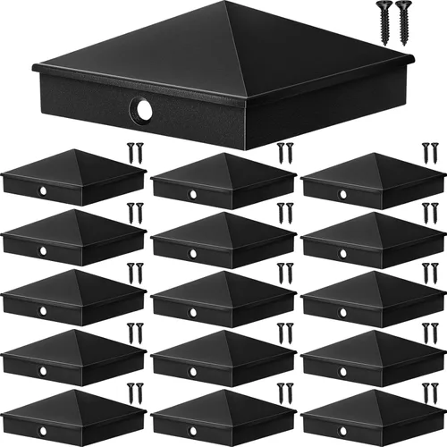 Vista 15 de Cubiertas de poste de aluminio Dunzy Tapas de poste de valla de pirámide para manga nominal con tornillos para buzón de correo al aire libre
