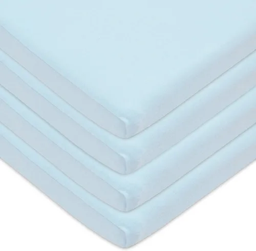 Vista 16 de American Baby Company Sábana bajera ajustable de 15 x 33 pulgadas, 100% algodón natural, suave y transpirable, para niños y niñas Azul bebé
