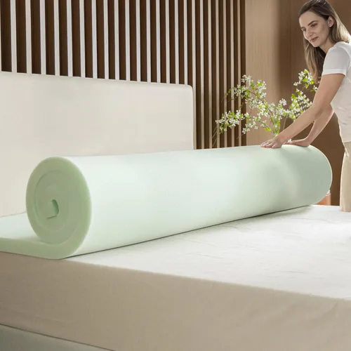 Vista 7 de ZINUS Cubrecolchón de espuma viscoelástica de té verde de 1.5 pulgadas, ropa de cama para dormitorio, capa de alivio de presión, ideal para aliviar