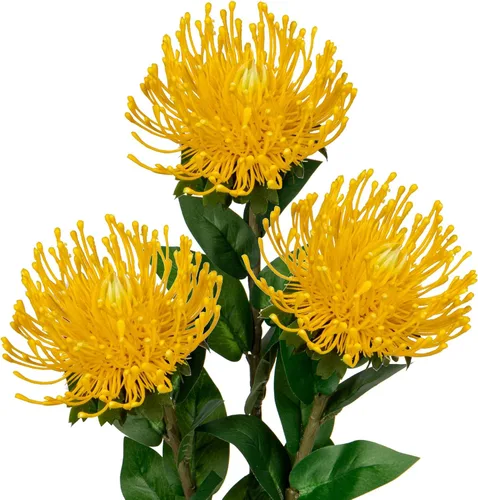 Vista 7 de Hollyone 3 piezas de flores artificiales rojas de crisantemo de otoño, margaritas de araña de seda de 72 cm de largo, flores falsas de leucospermum