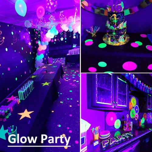 Vista 6 de Solhice Guirnalda de Luces de Luz Negra de 60 pies para Fiesta Fluorescente, 240 LEDs Luces Negras de Navidad Tipo Hadas con Control Remoto