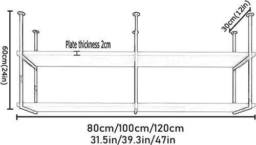 Vista 3 de Shelves Whftd Industrial Ceiling Mount Shelf, 2 Tier Shelves Shelf/Bar Hanging Decoration Storage Rack, Storage Shelf for Restaurant/Bar/Kitchen. 3