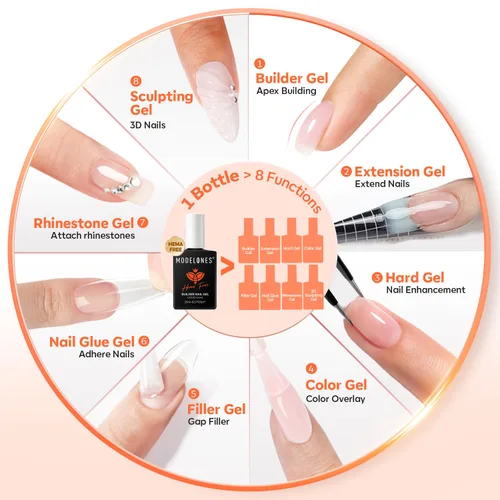Vista 5 de modelones Builder Nail Gel HEMA-Free Neutral Nude Builder Strengthener