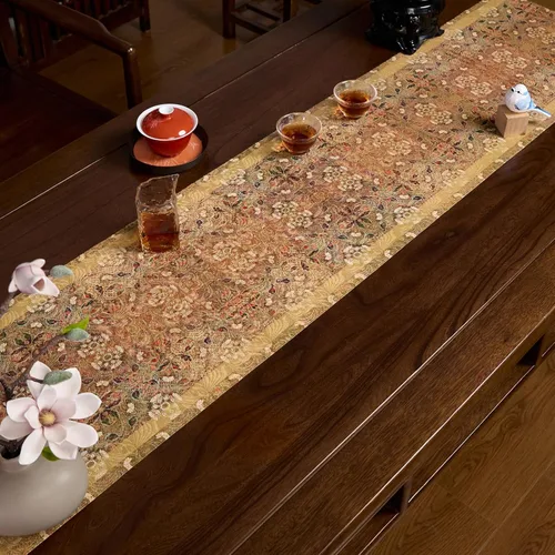 Vista 29 de Extra Long 2-Piece Table Runner Set 118, Waterproof Banquet Table Decor, Double Sided Event Cloth, Heavy Duty Tea Mat, Washable Reversible Brocade