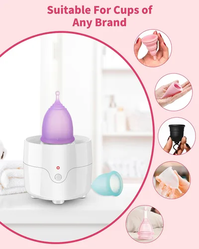 Vista 5 de Juego de 2 vasos menstruales reutilizables (tamaño pequeño y grande), silicona suave, cuello uterino bajo o alto, taza de período seguro, flujo