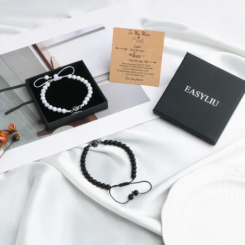 Vista 7 de Pulsera con texto en inglés "I Love You" para parejas, regalos para mi hombre, novio, novia, marido, esposa, mi amor, prometida, para el día de San