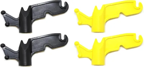 Vista 2 de JSP Manufacturing Gancho práctico de plástico negro y amarillo – Gancho de fijación de rosca en poste – 2 kit