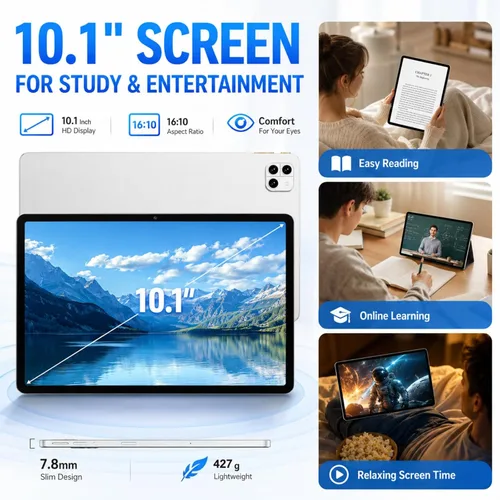 Vista 3 de Tablet 10.1 inch Android 15 Tablet: 12GB RAM 64GB ROM 2TB Expand