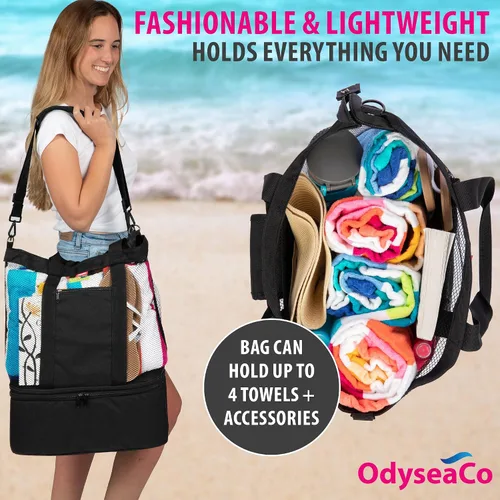 Vista 5 de Beach Bag with Cooler Compartment - Cooler Beach Bag - Beach Cooler Insulated - Ultra Durable Beach & Pool Bags for Women Waterproof Sandproof