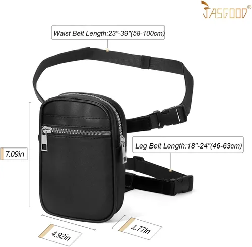 Vista 3 de JASGOOD Riñonera de moda para mujer, arnés de muslo, bolsa de pierna caída, Negro (G-Black), Moda