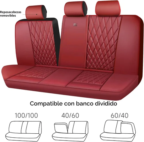 Vista 4 de Car Pass - Juego completo de fundas de asiento de lujo con ribete de cuero sintético, cubiertas de asiento automotrices antideslizantes impermeables