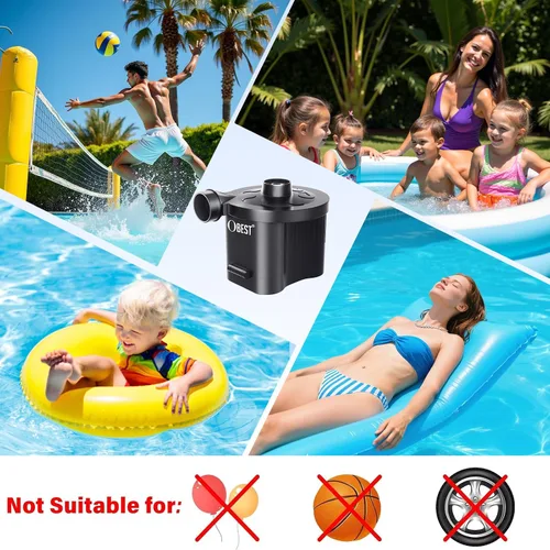 Vista 6 de OBEST Bomba de aire eléctrica alimentada por batería, inflador/deflator portátil para campamento al aire libre, colchón de aire, flotadores