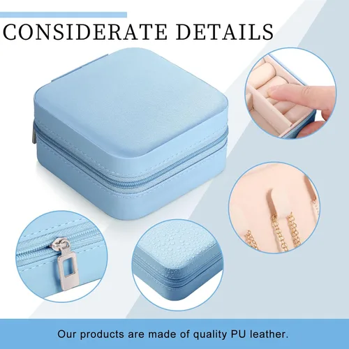 Vista 3 de Canlierr Pequeñas cajas de joyería de viaje de piel sintética a granel para mujeres y niñas, cajas de regalo de dama de honor, organizador de joyas