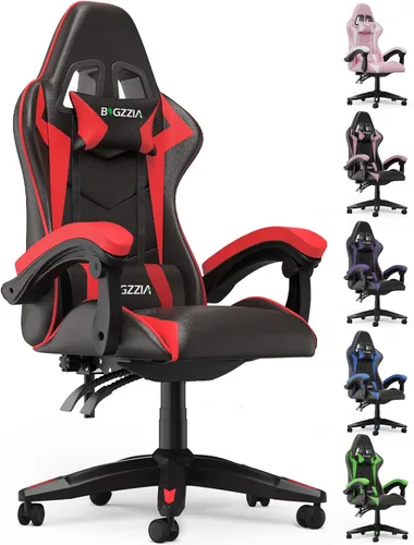 Vista 7 de Bigzzia - Silla de juegos con soporte lumbar, sillas ergonómicas para videojuegos, color negro