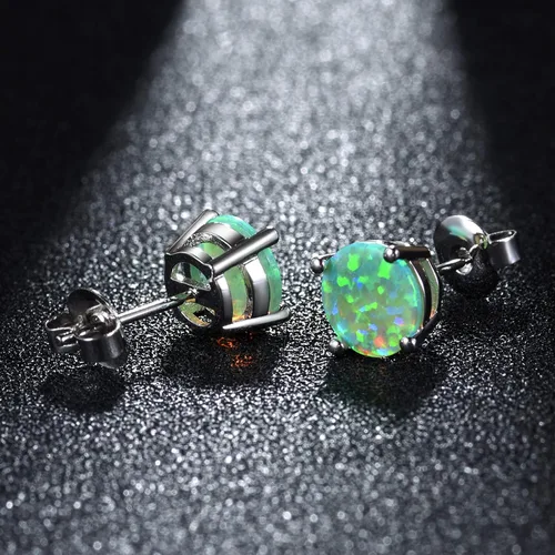Vista 3 de CERSLIMO - Aretes de ópalo multicolor para mujer, 8mm
