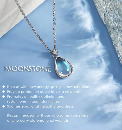 Vista 3 de Moonstone Necklace, Inspirational Gifts for Women, Self Care Gifts for Women - New Beginnings Gifts for Graduation, Retirement, Miscarriage Mothers