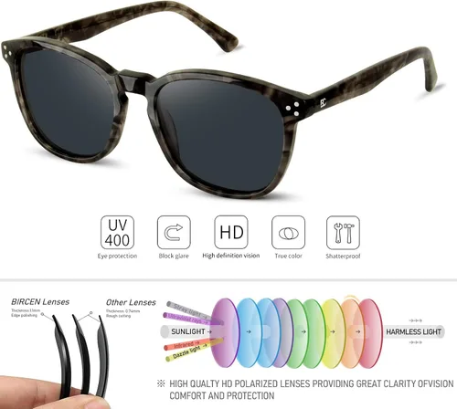 Vista 3 de Gafas de sol polarizadas para mujer con protección UV para mujer, a la moda, grandes sombras con marco de acetato BC2110
