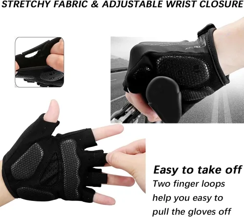 Vista 4 de MOREOK - Guantes para bicicleta de montaña (MTB) y ciclismo de descenso (DH), para hombres, de medio dedo, con almohadilla de gel que absorbe