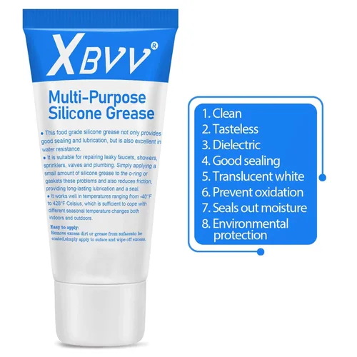 Vista 3 de XBVV - Lubricante de grasa de silicona para fontanero para válvula de grifo de fontanería, arandela de goma con juntas tóricas, paquete de 1 unidad