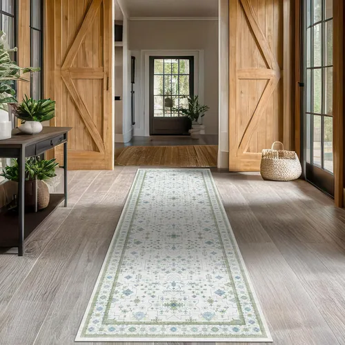 Vista 95 de Hazo Haus – Alfombra pequeña para entrada, cocina o baño, antideslizante con base de goma, resistente a las manchas y a la decoloración, diseño