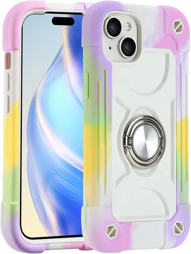 Vista 70 de MARKILL Funda compatible con iPhone 14 Pro de 6.1 pulgadas con soporte de anillo integrado, protección contra caídas de grado militar, carcasa Palta