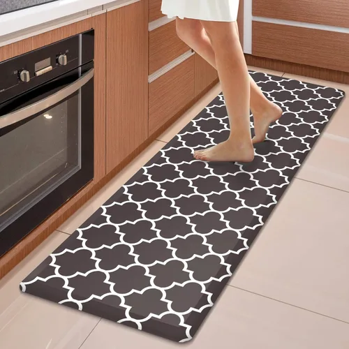 Vista 13 de WISELIFE Tapete de cocina acolchado antifatiga, 17.3 x 28 pulgadas, antideslizante, resistente, de PVC, ergonómico, impermeable, cómodo
