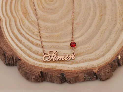 Vista 2 de LikeFun - Collar personalizado con nombre de placa de nacimiento para niñas, acero inoxidable, Rose gold
