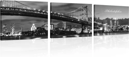 Vista 15 de TUMOVO 3 piezas de arte de pared en lienzo con diseño de horizonte de Atlanta, arte de pared panorámico de paisaje urbano en blanco y negro