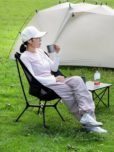 Vista 2 de WildCall - Silla de camping plegable y ligera, marco de instalación rápida with Anti-Sinking Large Feet Compact Beach Chair Backpacking Hiking