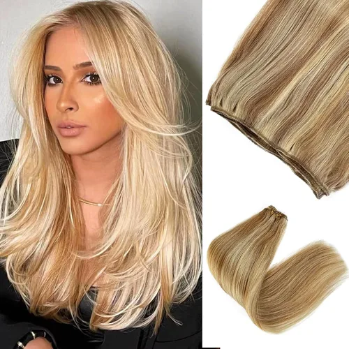 Vista 18 de Extensiones adhesivas rubias de cabello humano brasileño grado 9A, #60 rubio platino, cinta en 12 pulgadas, 20 unidades por juego, extensiones