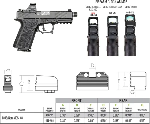 Vista 3 de Night Fision Optics Ready Stealth .290-.297 Night Sight Set Compatible with Glock 48/48 MOS with Shield RMSc and Holosun K line