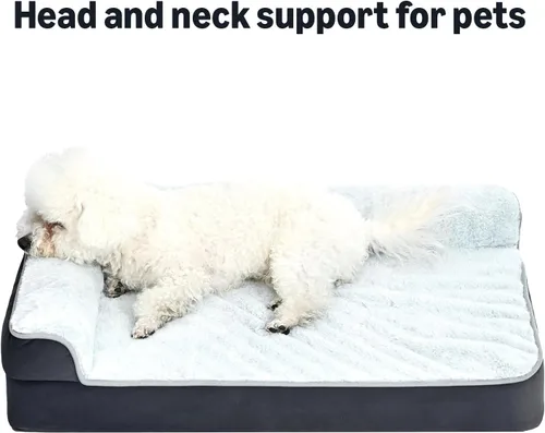 Vista 5 de Amazon Basics Cama lavable en forma de L para perros grandes, sofá cama antideslizante para mascotas para perros de interior, cama jaula, 42 x 30 x