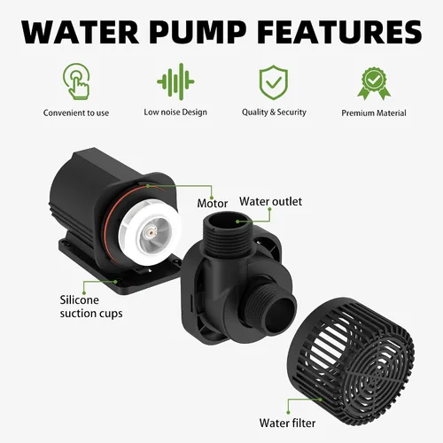 Vista 5 de FREESEA Bomba de agua sumergible para estanque: 2600 GPH 85 W DC 24 V Bomba de fuente de retorno con tubo de 15 pies para acuario pecera jardín al
