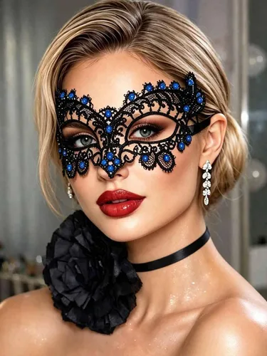 Vista 2 de Yalice Máscaras de plumas para mujer, con cristales brillantes, venecianos, de encaje, para disfraces, carnaval, Mardi Gras