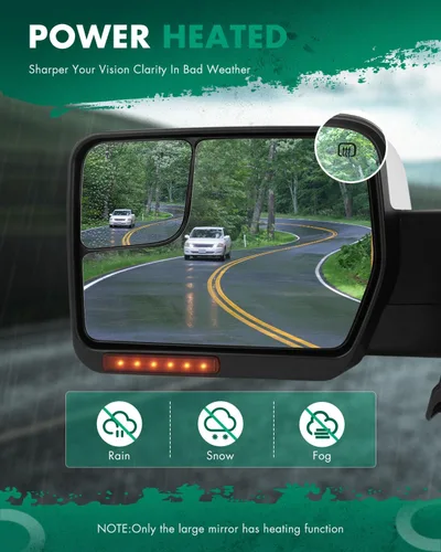 Vista 5 de Scitoo espejo retrovisor eléctrico y cromado con luces de aplique y luces intermitentes para Ford F-150 modelos 2007 a 2014, Driver Side Mirror