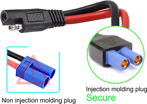 Vista 3 de Conector hembra 10AWG Ec5 a SAE, paquete de 2 cables SAE a EC5 de alimentación automotriz, adecuado para batería solar de coche, 5.9 in