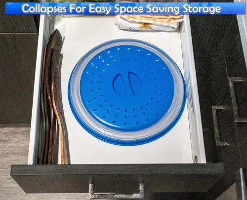 Vista 4 de Cubierta protectora contra salpicaduras de microondas, tapa plegable para protección de alimentos y fácil almacenamiento, sin BPA, apta