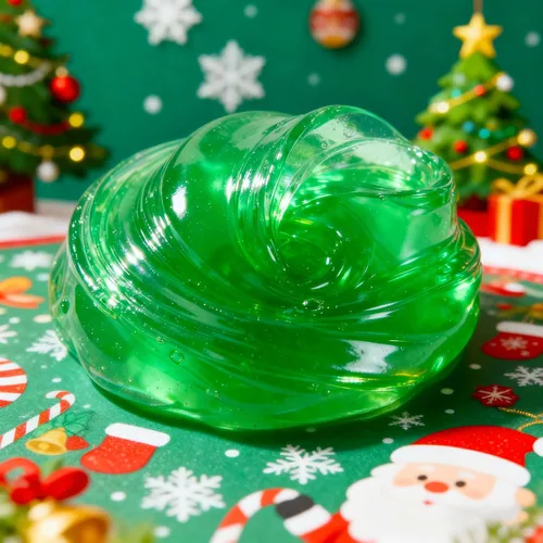 Vista 3 de Slime de Cristal de Navidad Rosa y Verde de 2 Paquetes para Niños, Slime para Medias de Navidad para Niños - Kit de Juguetes de Slime, Regalos