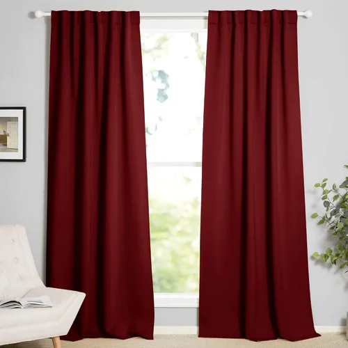 Vista 6 de KEMCO Cortinas opacas con pestaña trasera y bolsillo para barra, cortinas opacas con aislamiento térmico sólido para sala de estar, dormitorio