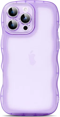 Vista 118 de SKYLMW Funda compatible con iPhone 12 Pro, diseño de ondas rizadas kawaii, borde chapado de lujo, elegante parte trasera transparente brillante, TPU