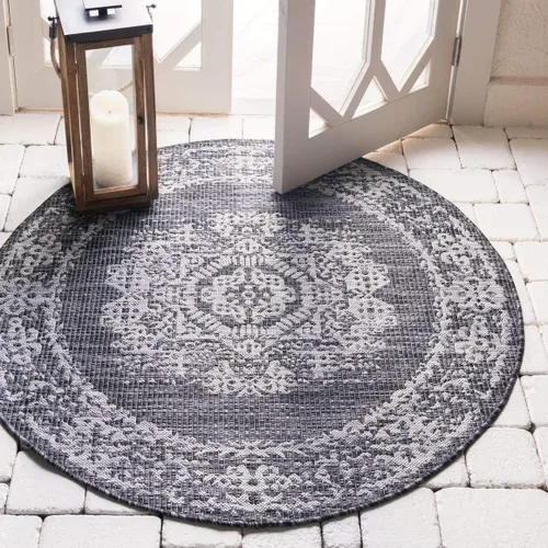 Vista 45 de Unique Loom Alfombra de la colección tradicional para exteriores, desgastada durante el tiempo (octágono de 5 pies y 3 pulgadas, azul/gris)