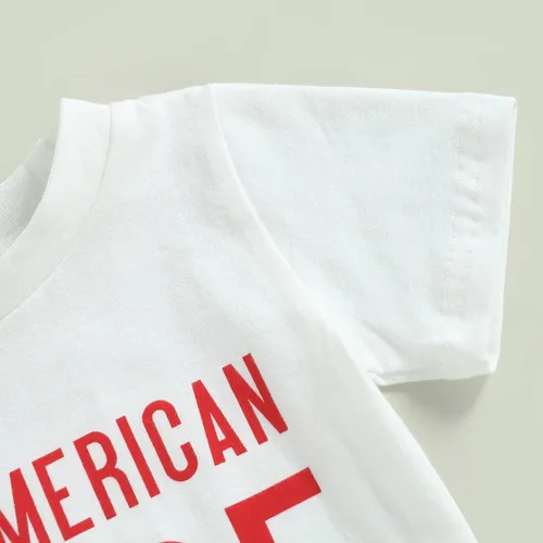 Vista 4 de Conjunto de ropa patriótica con estampado americano para el 4 de julio para bebé y niño del 4 de julio