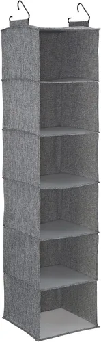 Vista 15 de Household Essentials Organizador de armario colgante de 6 estantes, estante colgante de armario, estantería de tela de lino y PEVA, beige
